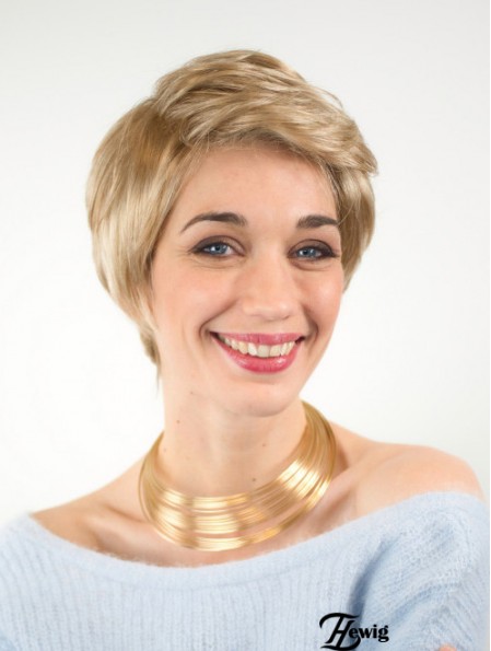 Exquisite Boycuts Kurze Blonde Synthetische Gerade Spitze Perücken