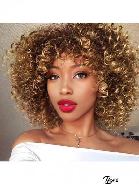 Lockige Perücken für Schwarze Frauen Braun Gemischte Blonde Synthetisch Afroamerikanisch