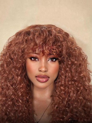 Lockige Perücke mit Pony Ginger Brown Perücken