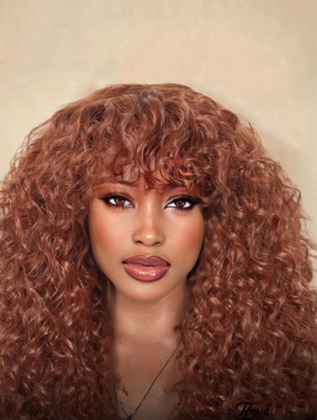 Lockige Perücke mit Pony Ginger Brown Perücken