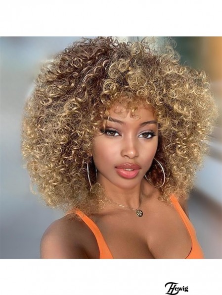 Afro Blonde Lockige Perücken Kurze Kinky Lockige Volle Perücken Braun Mixed Blonde