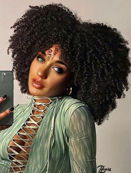 Lockige Perücke mit Bangs 12 Zoll Synthetische Afro Perücken für Frauen