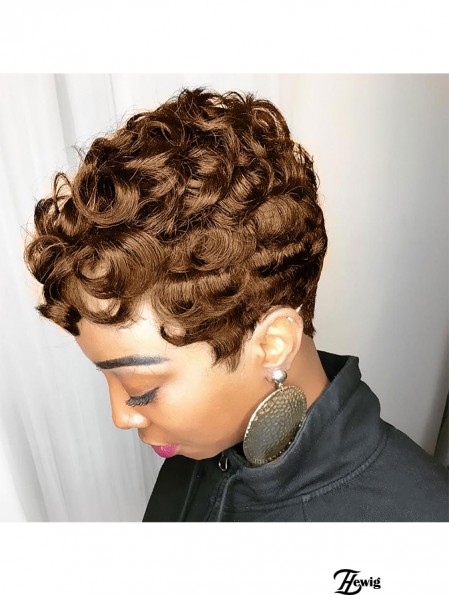 Kurze Perücken für schwarze Frauen Auburn Brown Pixie Cut Perücke mit Bangs