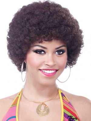 Indische Remy Capless Auburn Layered Adult Afro Perücke