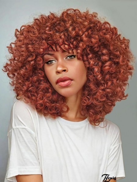 Afro Lockige Perücken mit Bangs für Schwarze Frauen Kinky Lockige Synthetische Haare