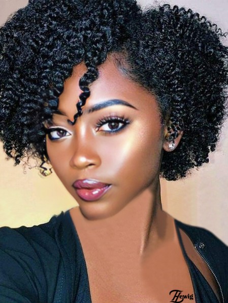 Kurze Kinky Lockige Perücken Schwarze Seitenteil Perücke Afro Lockige Perücken