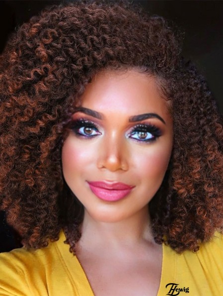 Kurze Kinky Lockige Perücken Braun Seitenteil Perücke Afro Lockige Perücke