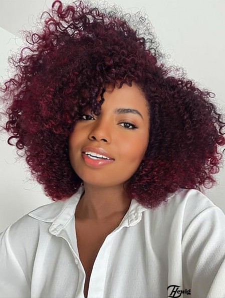 Kurze Kinky Lockige Perücken Braun Seitenteil Perücke Afro Lockige Perücke