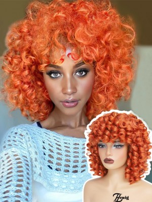 Synthetische Haar Ersatz Perücken Für Frauen Fluffy Natürliche Und Weiche Ingwer Perücke Cosplay und Täglich (Orange)