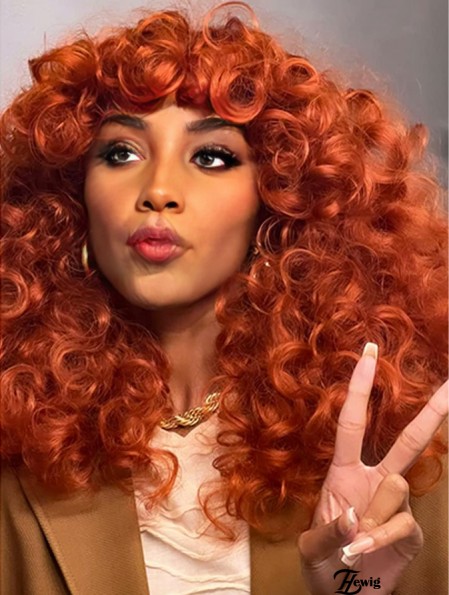 Lockige Perücken für Schwarze Frauen Lange Lockige Afro Perücke mit Bangs für Frauen Große Bouncy Fluffy Synthetische Faser Glueless Haar für Cosplay und Täglich