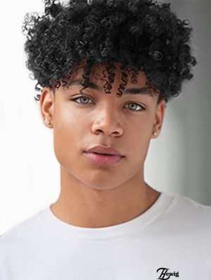 Kurze Lockige Afro Perücke für Männer Schwarz Kurze Kinky Synthetische Perücke Halloween Cosplay Kostüm Volle Perücken mit Perücke Cap