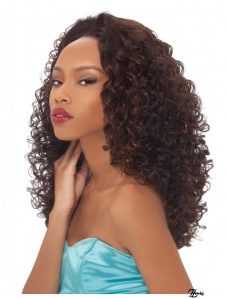 Curly Brazilian Remy Hair Brown Lange Trendy 3/4 Perücken