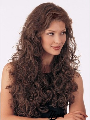 Lange lockige braune unkomplizierte brasilianische Remy Hair Half Perücken