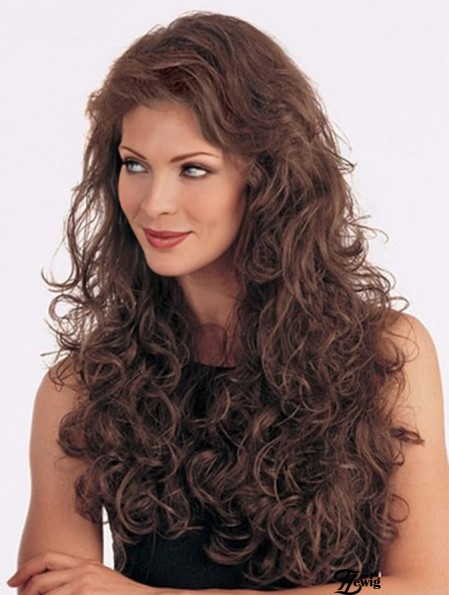 Lange lockige braune unkomplizierte brasilianische Remy Hair Half Perücken