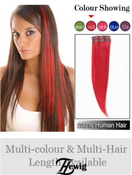 Modische rote gerade gerade menschliche Haarspange in Haarverlängerungen