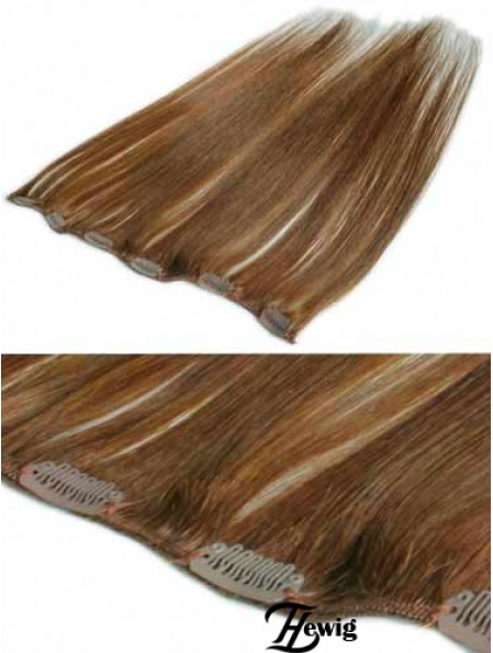 Komfortable Brown Straight Remy Echthaarspange in Haarverlängerungen