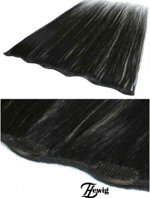 Popular Black Straight Remy Human Hair Clip In Hair Extensions