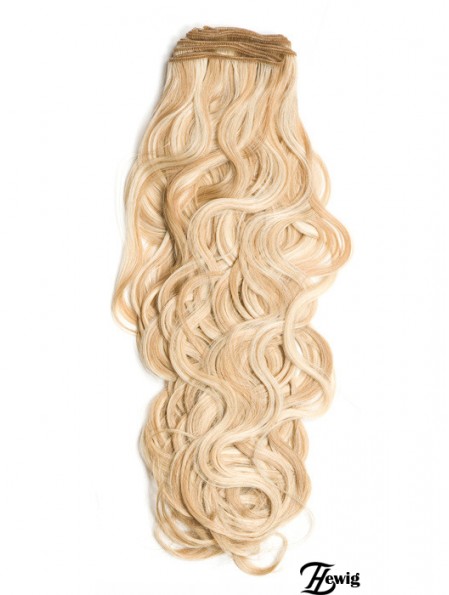 Curly Remy Echthaar Blond Stilvolle Schussverlängerungen