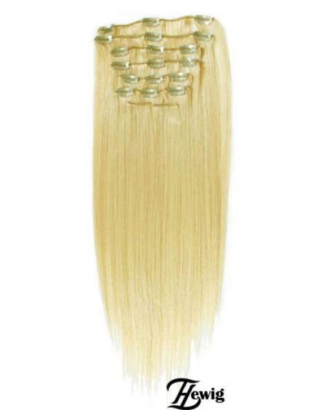 Style Blonde Straight Remy Echthaarspange in Haarverlängerungen