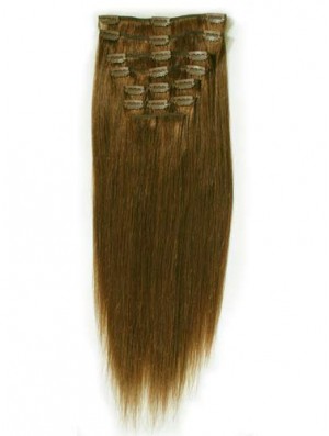 Ideal Brown Straight Remy Echthaarspange in Haarverlängerungen