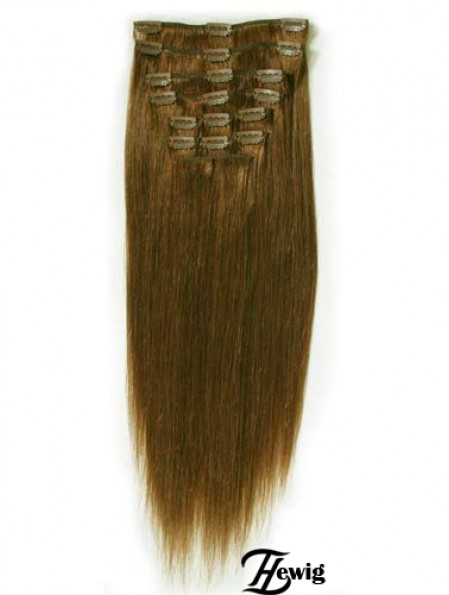 Ideal Brown Straight Remy Echthaarspange in Haarverlängerungen