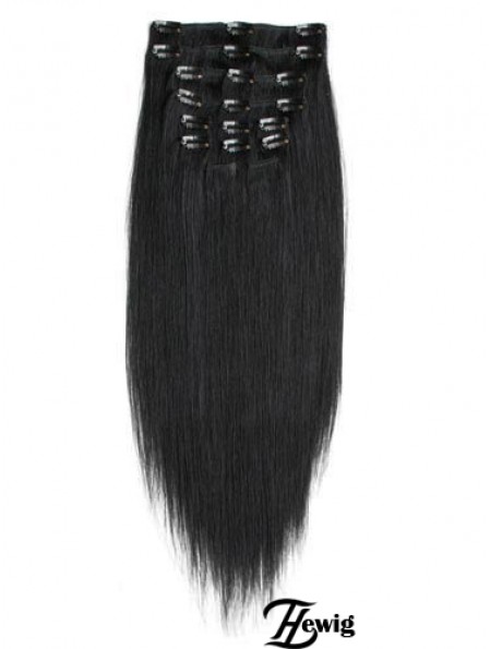 No-Fuss Black Straight Remy Echthaarspange in Haarverlängerungen