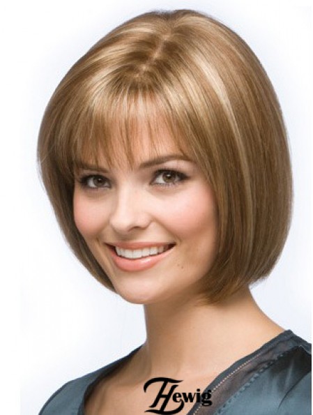 Blonde Bob Wig Chin Length Synthetic Capless Straight Style