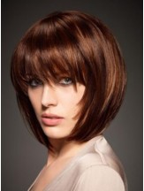 echthaar straight kinn länge bobs cut