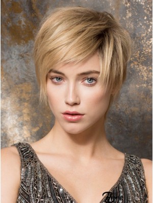 Damen Monofilament Perücke Sale 100% handgebundene blonde Farbe Boycuts