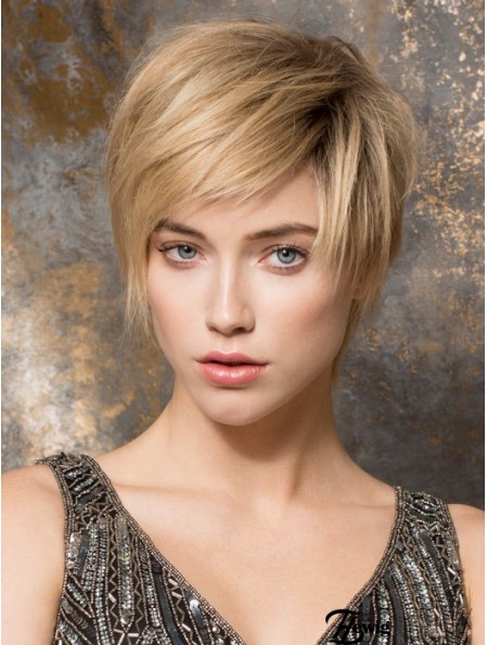 Damen Monofilament Perücke Sale 100% handgebundene blonde Farbe Boycuts