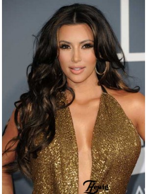 Kim Kardashian Wigs Remy Human Lace Front Black Color Curly Style