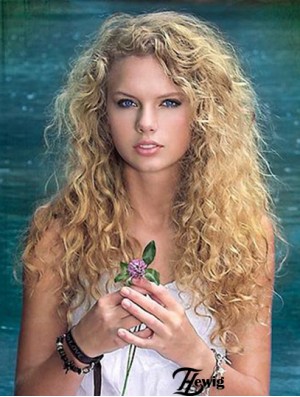 Taylor Swift Wigs Remy Human Lace Front Curly Style Blonde Color