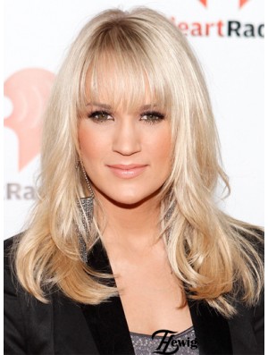 Carrie Underwood Wigs With Cangs Lace Front Shoulder Length Blonde Color