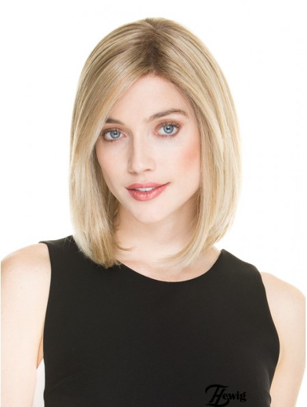 Bob Cut Perücken Frauen 100% handgebunden Blonde Farbe Schulterlänge