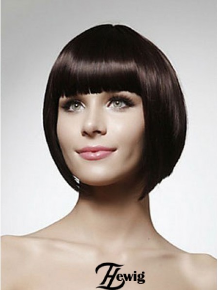 Günstige menschliche Bob Perücken Kinn Länge Bobs Cut Black Farbe Straight Style