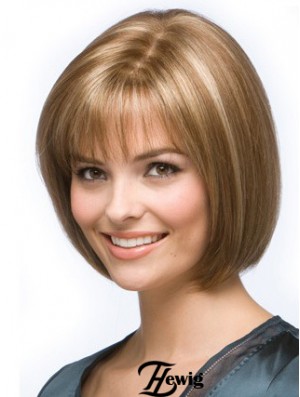 Bob Frisuren für Frauen Remy Human Chin Länge Blonde Farbe