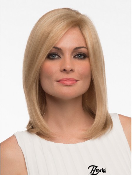 Glattes menschliches Haar Straight Style Schulterlang Blonde Farbe