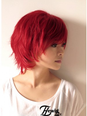 Wellenförmige Perücken im menschlichen Haar Wellenförmige Art kurze Länge rote Farbe