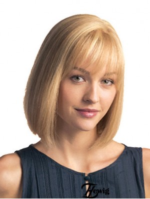 Monofilament Kinn Länge Blonde Bobs Remy Menschenhaar Bob Perücke