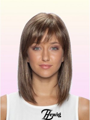 100% Glueless Human Hair Lace Front Wigs With Bangs Stright Style