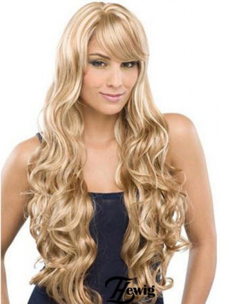 Lange 100% handgebundene gewellte mit Pony Monofilament Lace Front Perücken