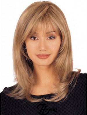 UK Lace Front Wigs Shoulder Length Blonde Color Straight Style