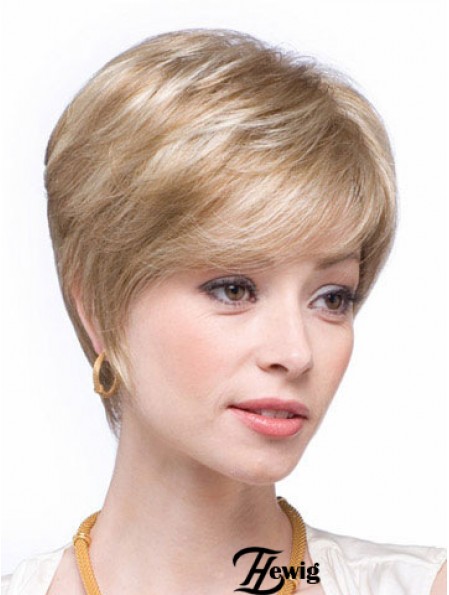 Blonde Echthaar Perücken Blonde Farbe Straight Style Layered