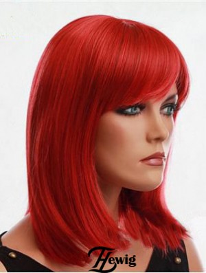 Echthaar rote Perücke mit Pony Capless rote Farbe Straight Style