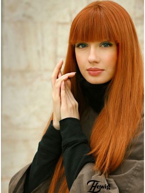 100% Human Hair Lace Front Wigs With Bangs Straight Style