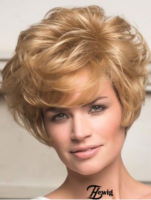 Echthaar Front Lace Perücken Short Length Wavy Style Layered Cut