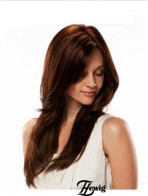 Monofilament Perücke Menschenhaar Auburn Farbe Straight Style Long Length