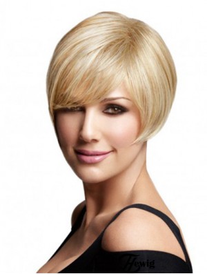 Günstige Bob Perücken Remy Human Full Lace Kinn Länge Blonde Farbe