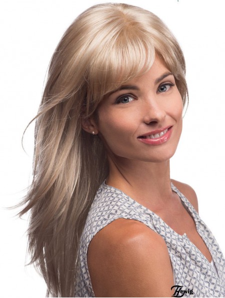 Lange blonde Menschenhaar Perücken Blonde Farbe Straight Style Layered Cut