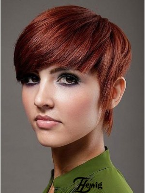 Boycuts Top Straight Red Kurzes Echthaar Perücken